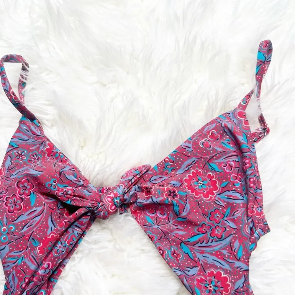 VERONICA BEARD New Aniston Swimsuit Spicy Floral Red Cutout One Piece Medium - Picture 4 of 8